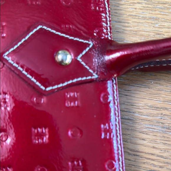 Arcadia Red Patent Leather Satchel with Glossy Finish - Picture 13 of 16